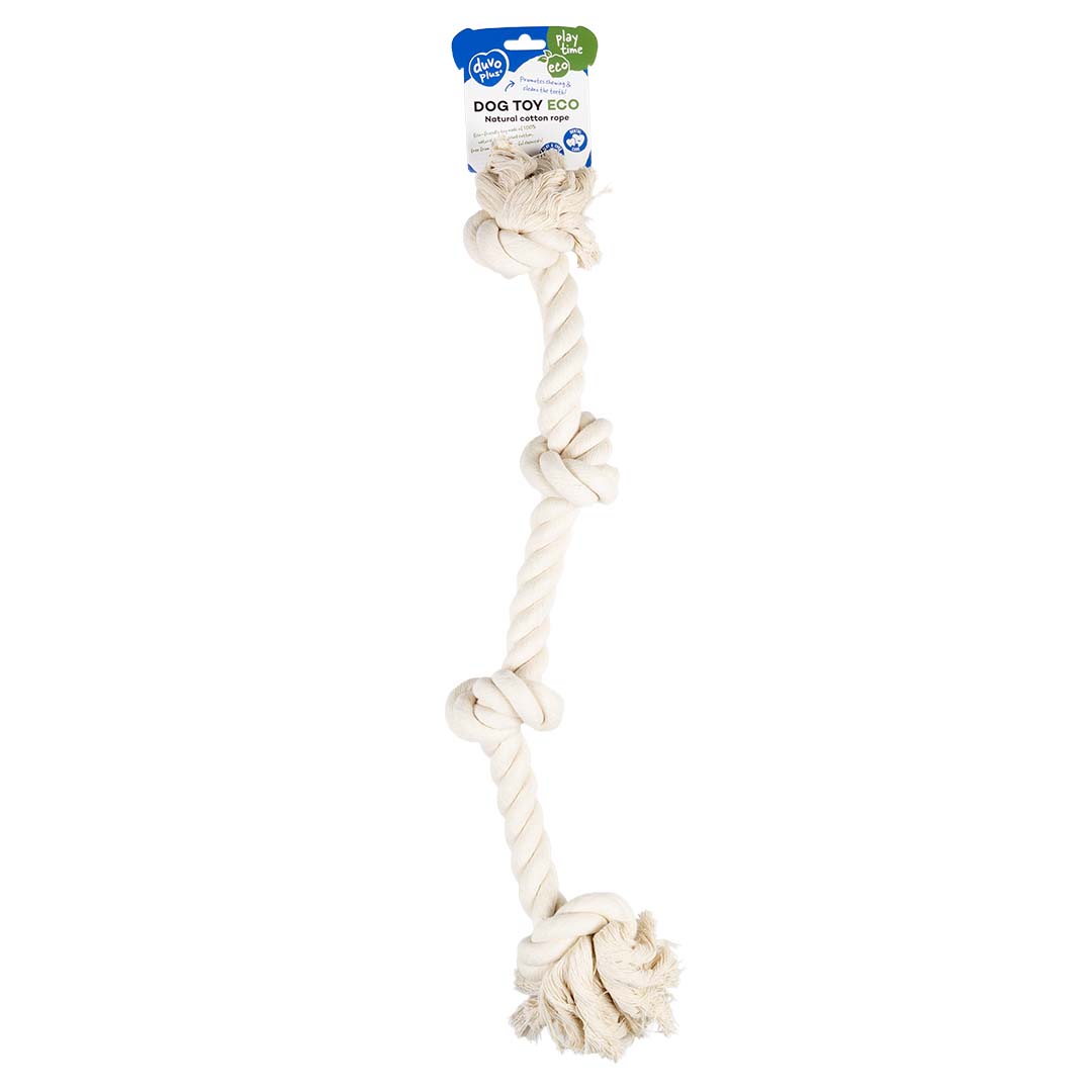 Corde écologique en coton avec 4 nœuds Blanc - Verpakkingsbeeld