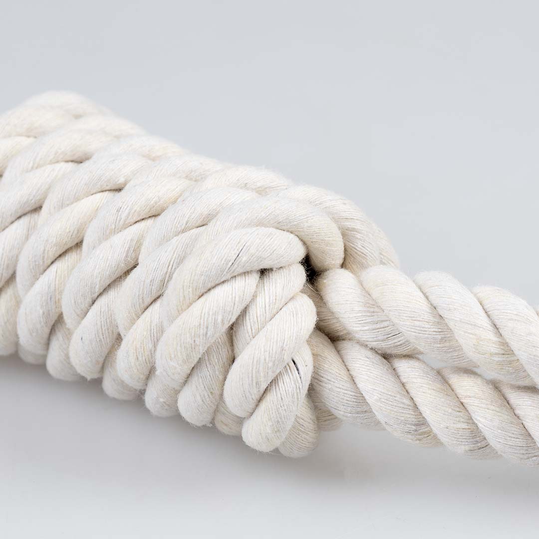 Eco cotton tug rope with 2 loops White - Laroy Group