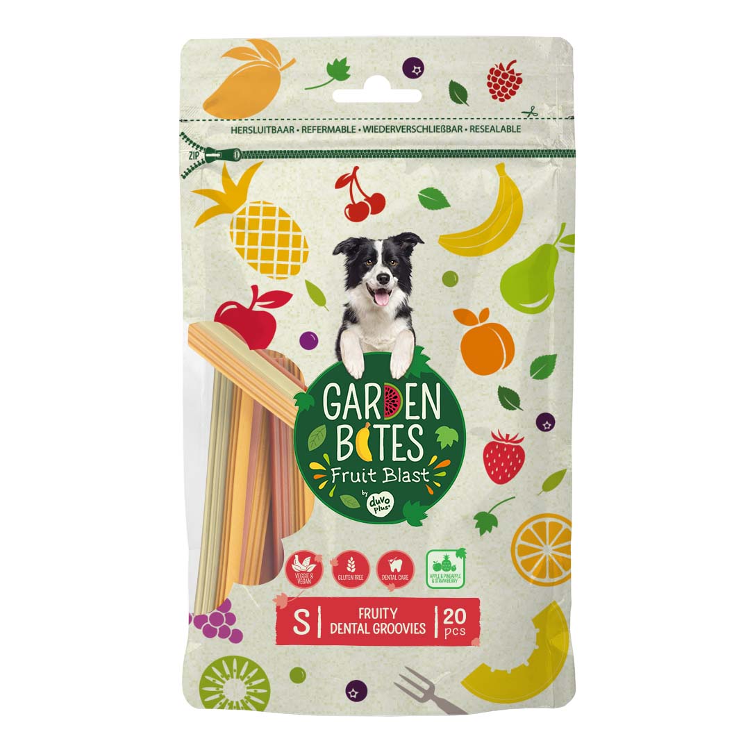Garden Bites Fruity dental groovies - Facing