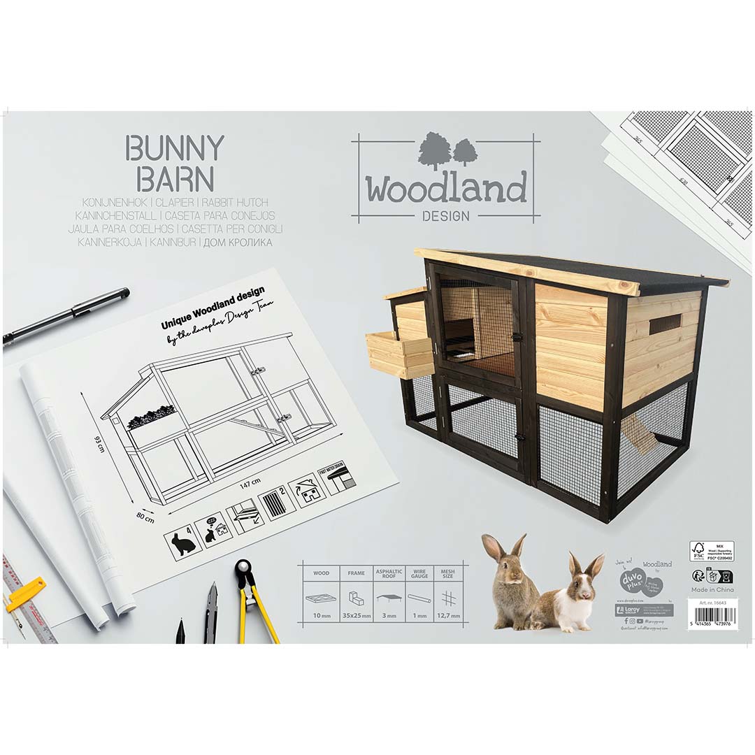 Woodland Design clapier Bunny Barn Couleur bois - Verpakkingsbeeld