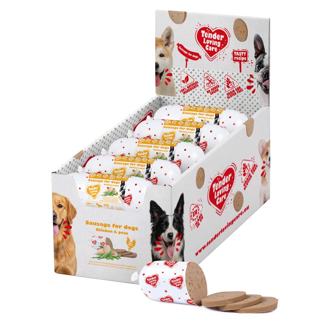 Wurst für Hunde mit Huhn & Erbse - <Product shot>