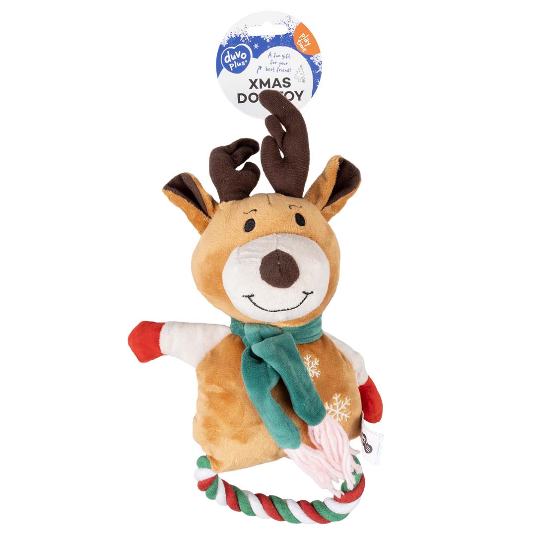 Xmas pluche rendier met lus Bruin - Facing