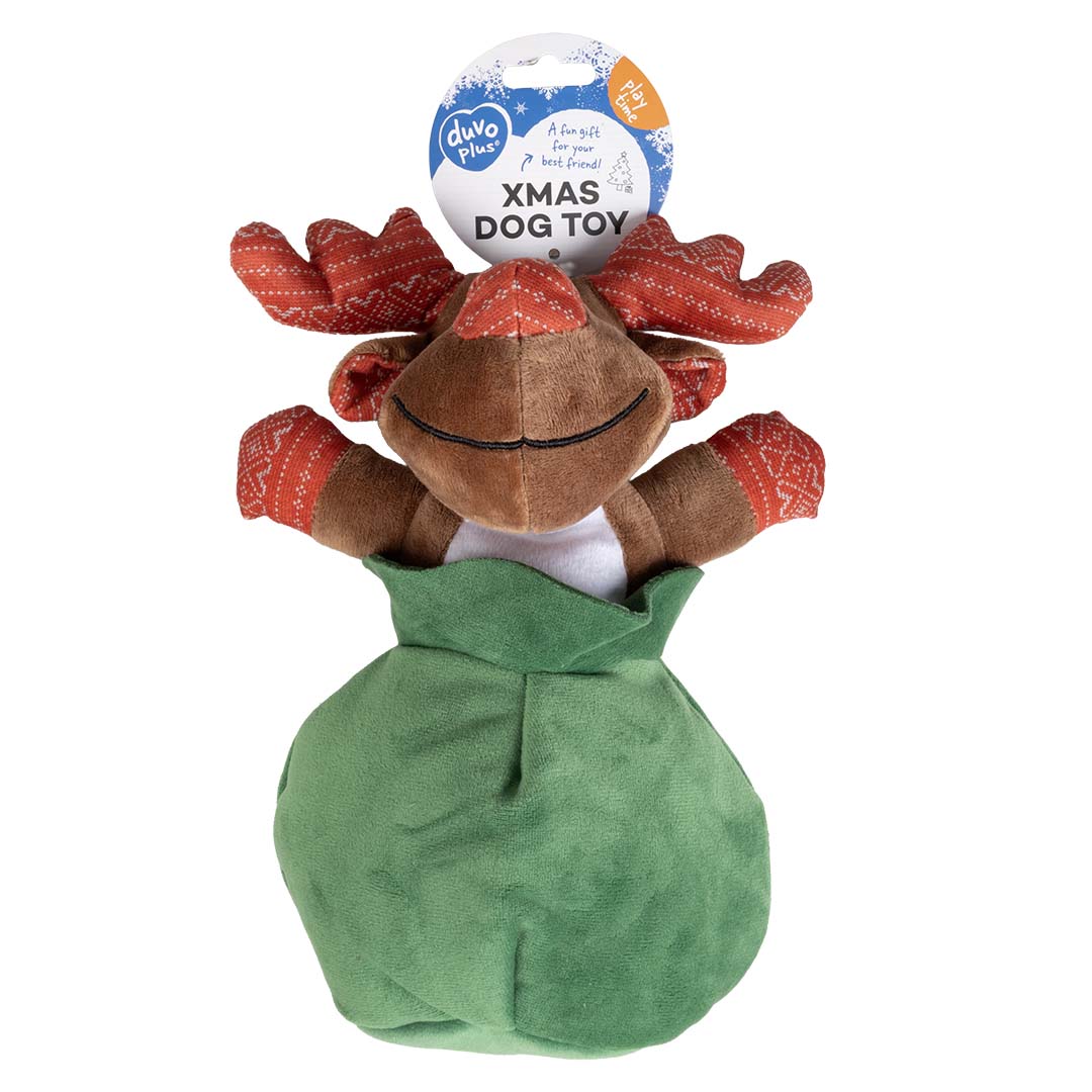 Xmas pluche rudolf in zak Meerkleurig - Facing