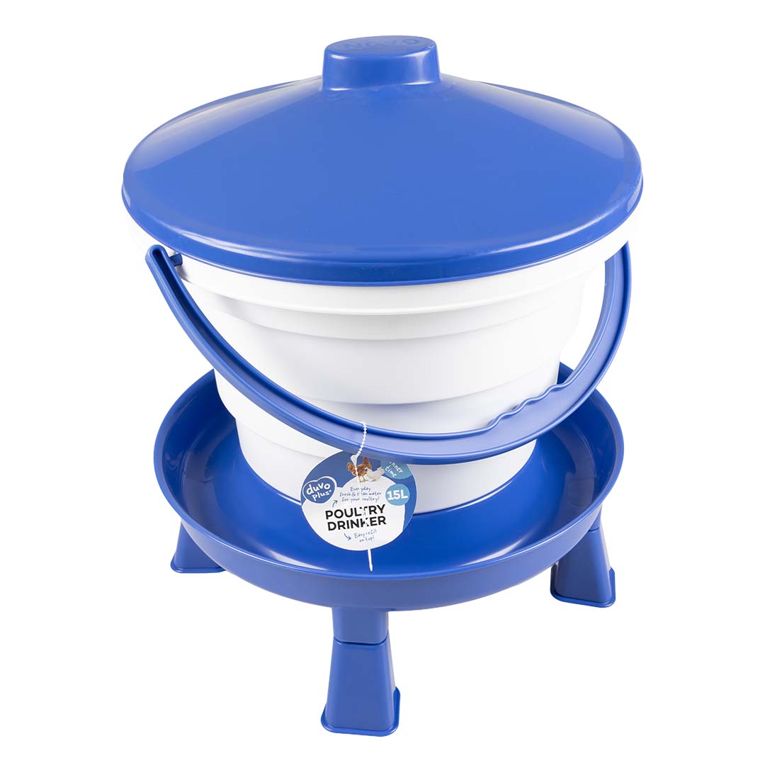 Drinkemmer met handvat & pootjes Blauw/wit - Verpakkingsbeeld