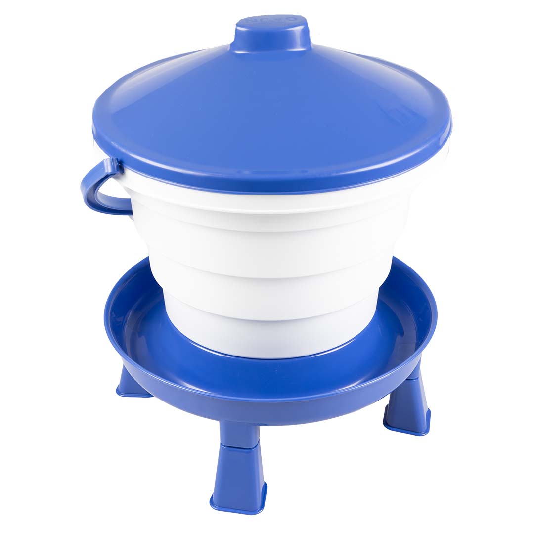 Drinkemmer met handvat & pootjes Blauw/wit - <Product shot>