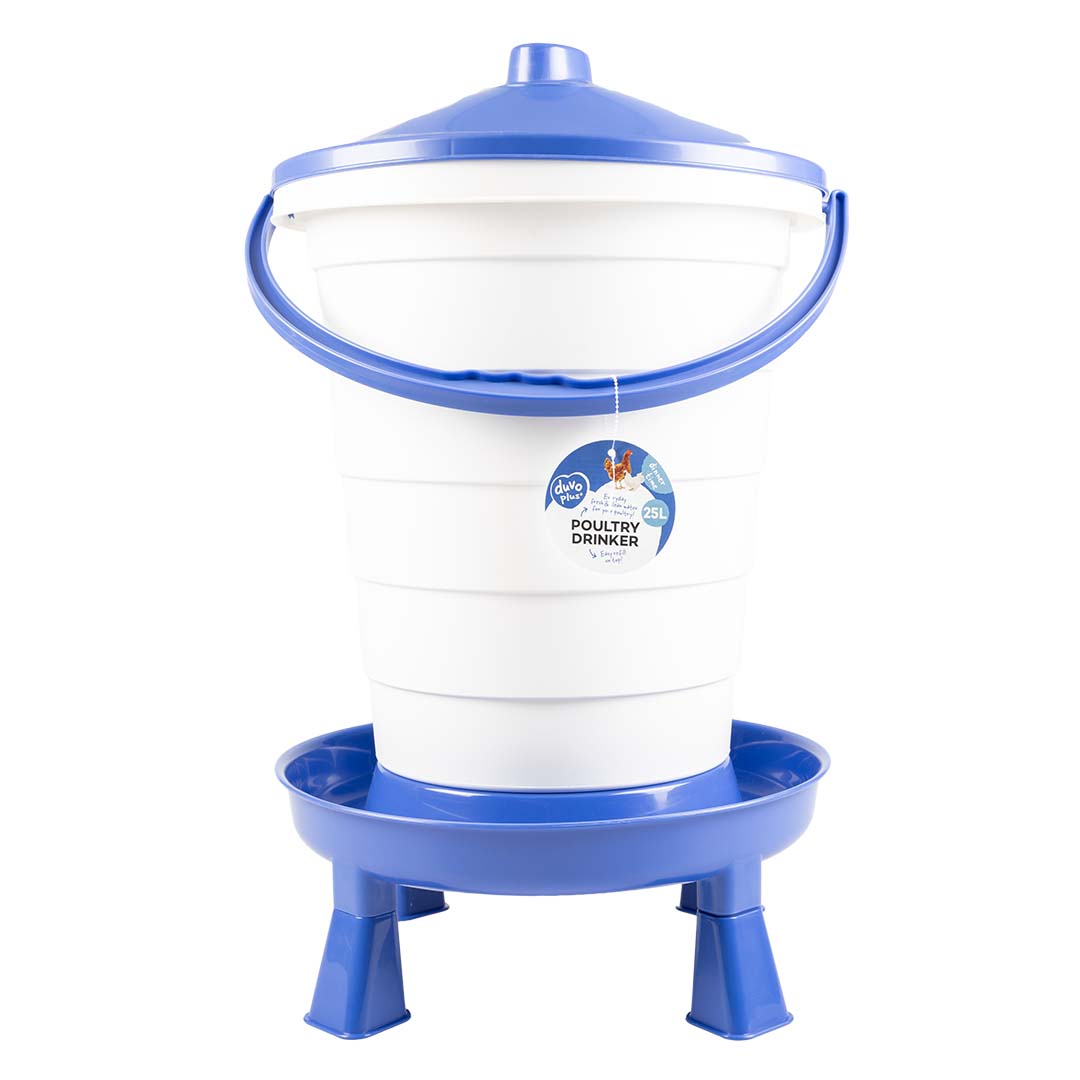 Drinkemmer met handvat & pootjes Blauw/wit - Facing