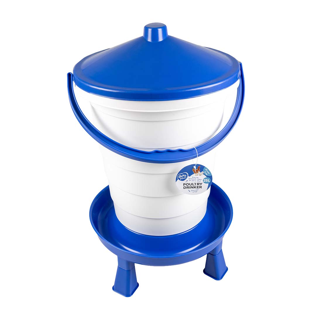 Drinkemmer met handvat & pootjes Blauw/wit - Verpakkingsbeeld