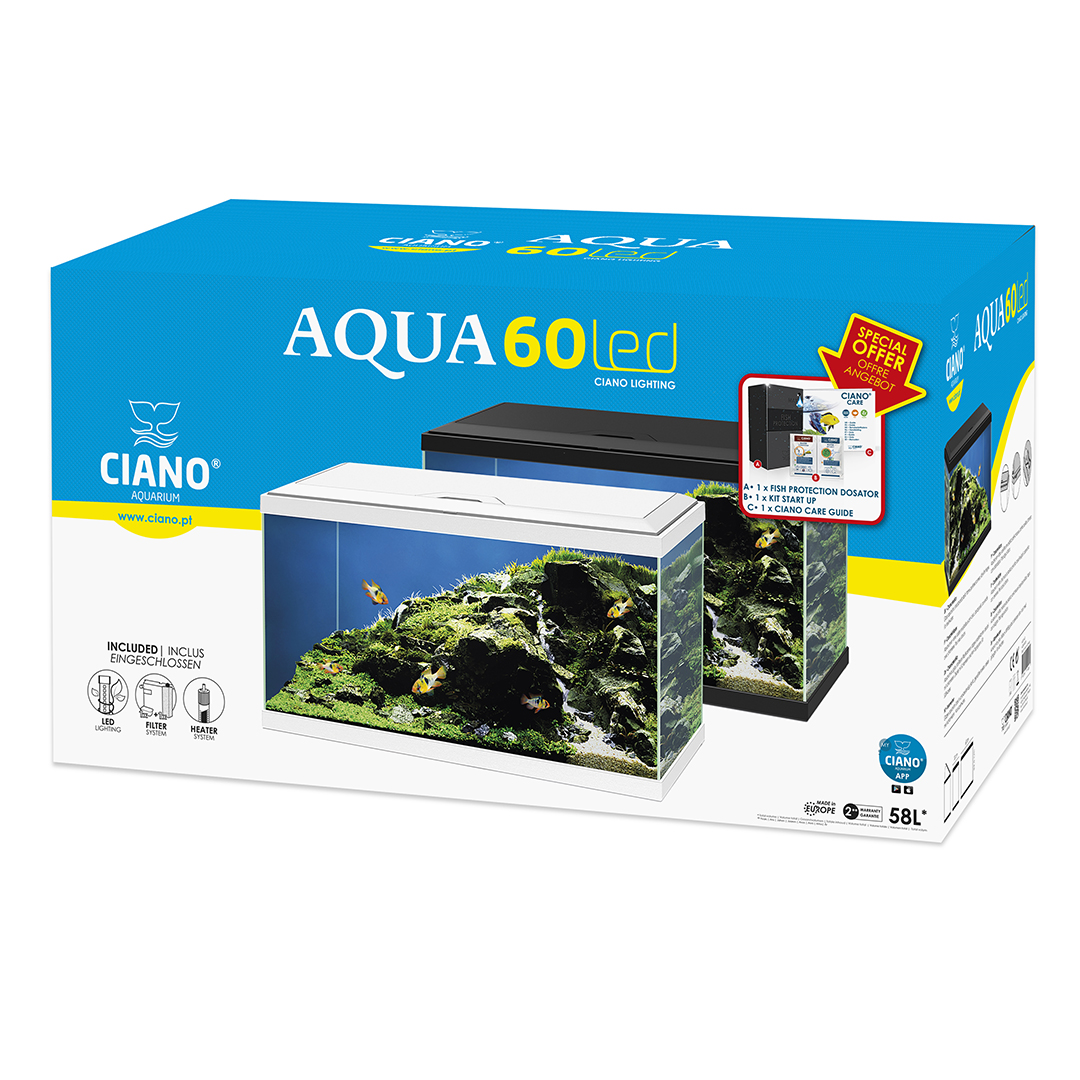 Aquarium aqua 60 led bio cf150 blanc - Verpakkingsbeeld