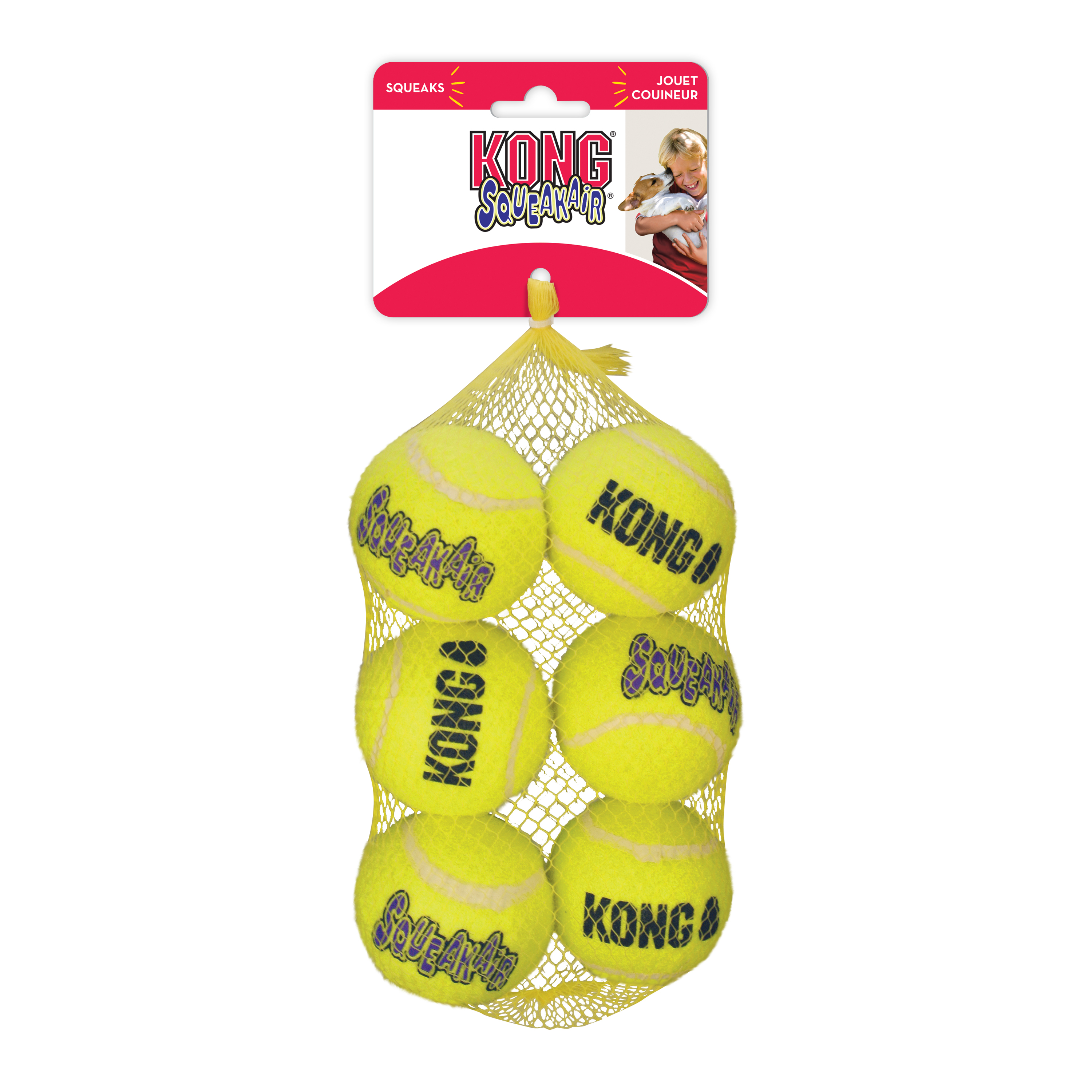 Kong squeakair balls 6-pack geel - Product shot
