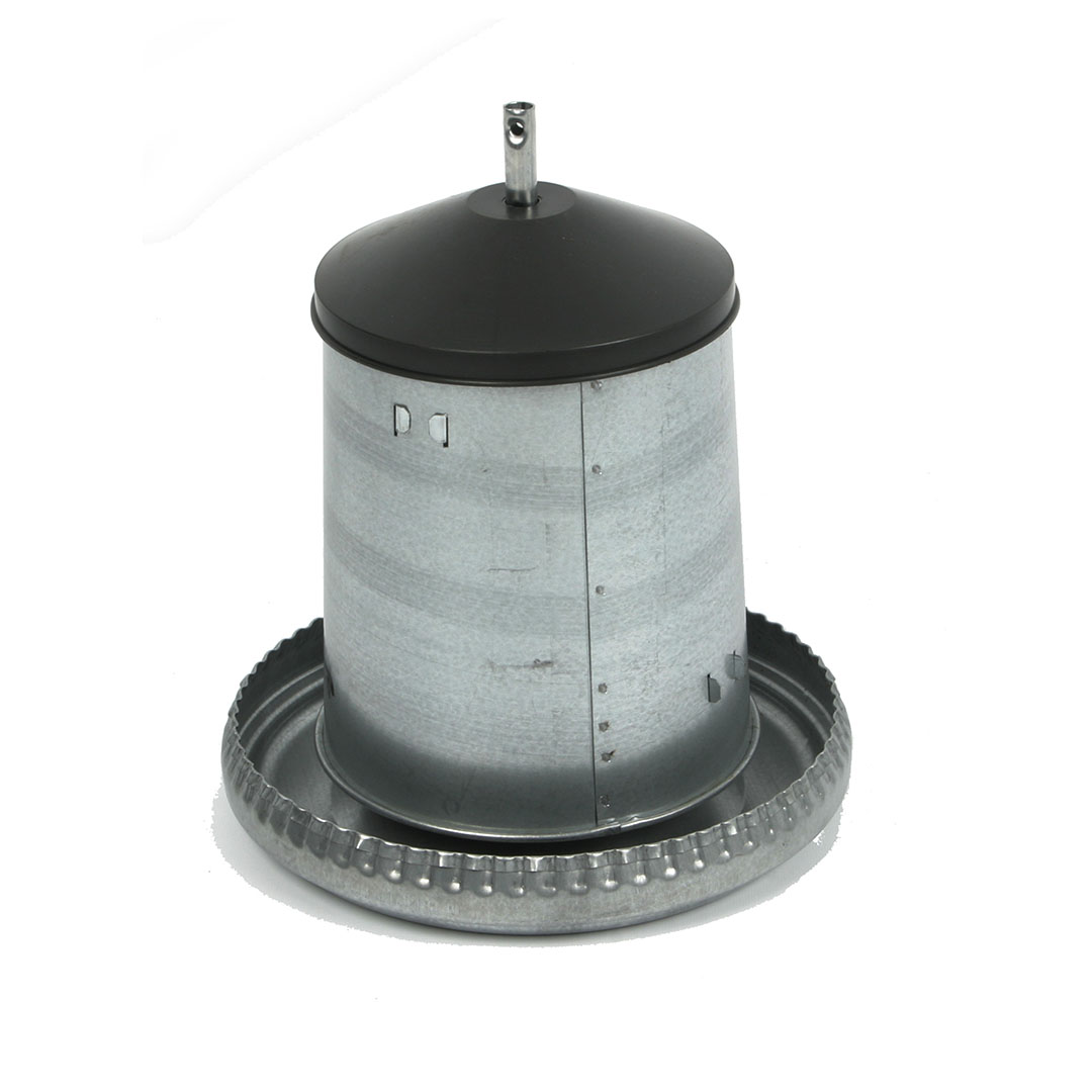 Galvanised poultry feeder silo with lid - <Product shot>