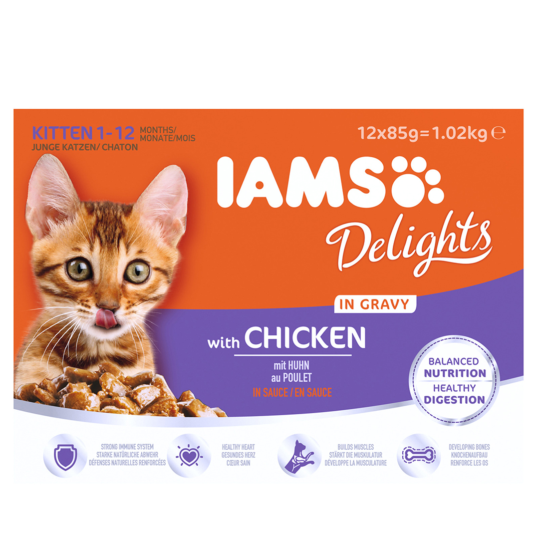 Iams pouch 12-pack kitten in gravy - Product shot