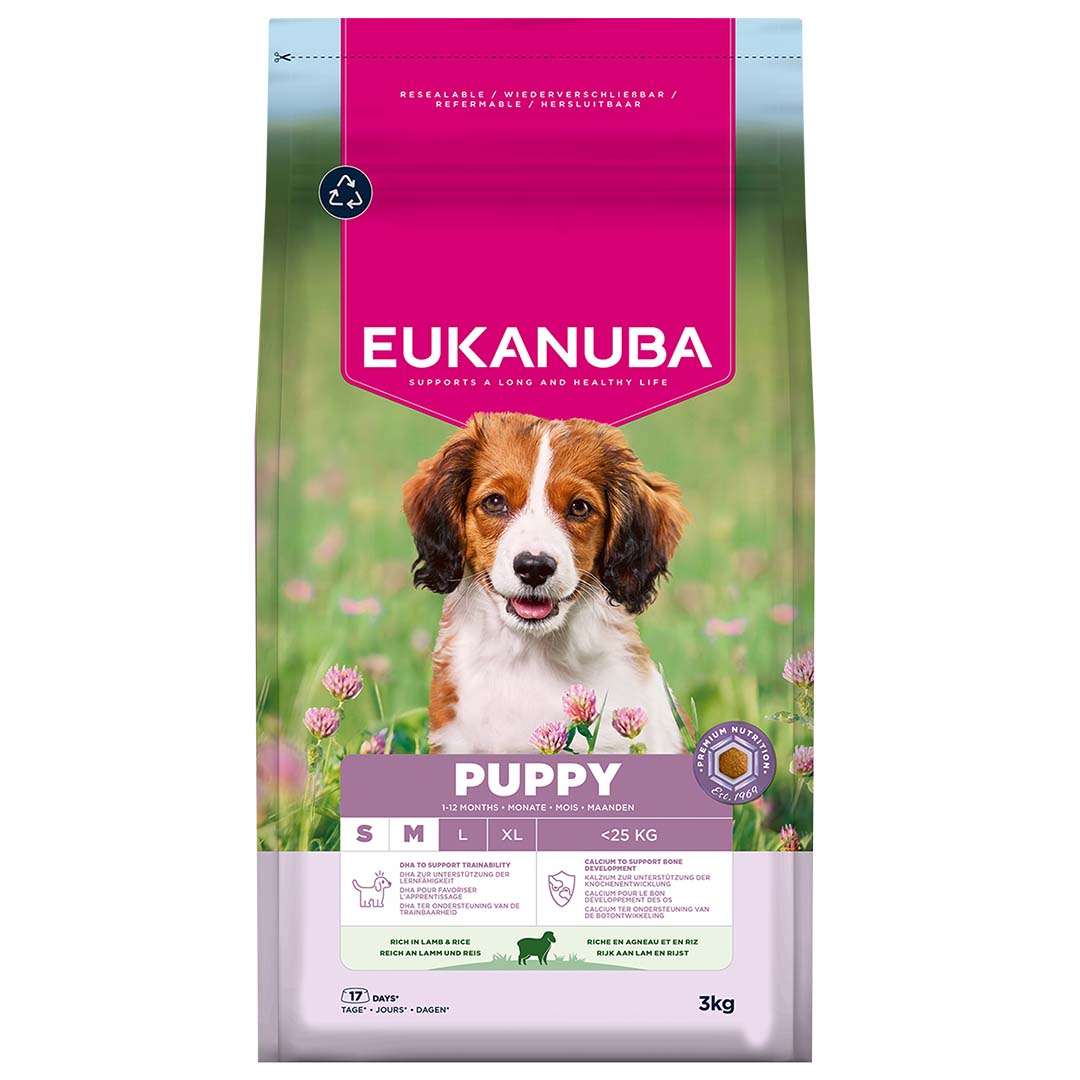 Euk dog puppy small&medium breed lamb&rice - Facing