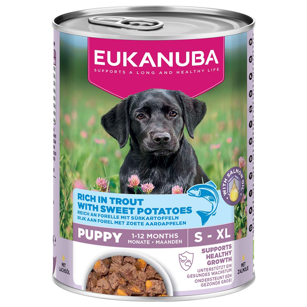 EUK dog wet food puppy trout - Product shot