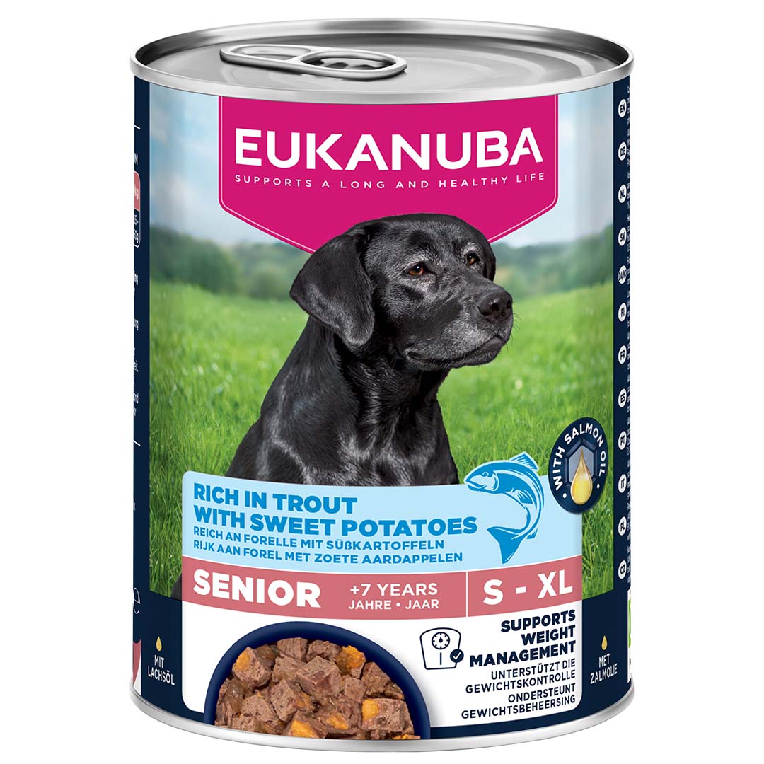 EUK dog wet food senior trout - Product shot