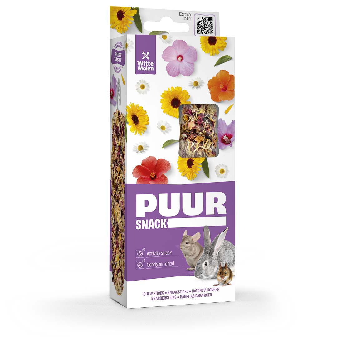 PUUR Knaagsticks hibiscus & goudsbloem - Product shot