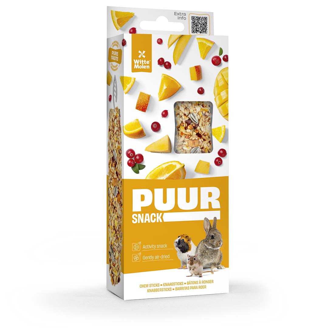 PUUR Knaagsticks sinaasappel & mango - Product shot
