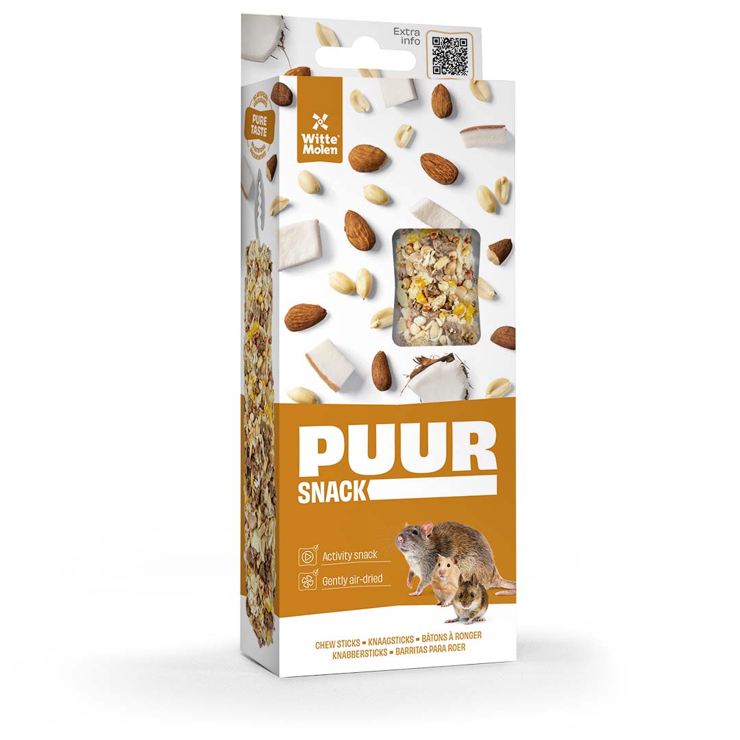 PUUR Knaagsticks pinda & amandel - Product shot