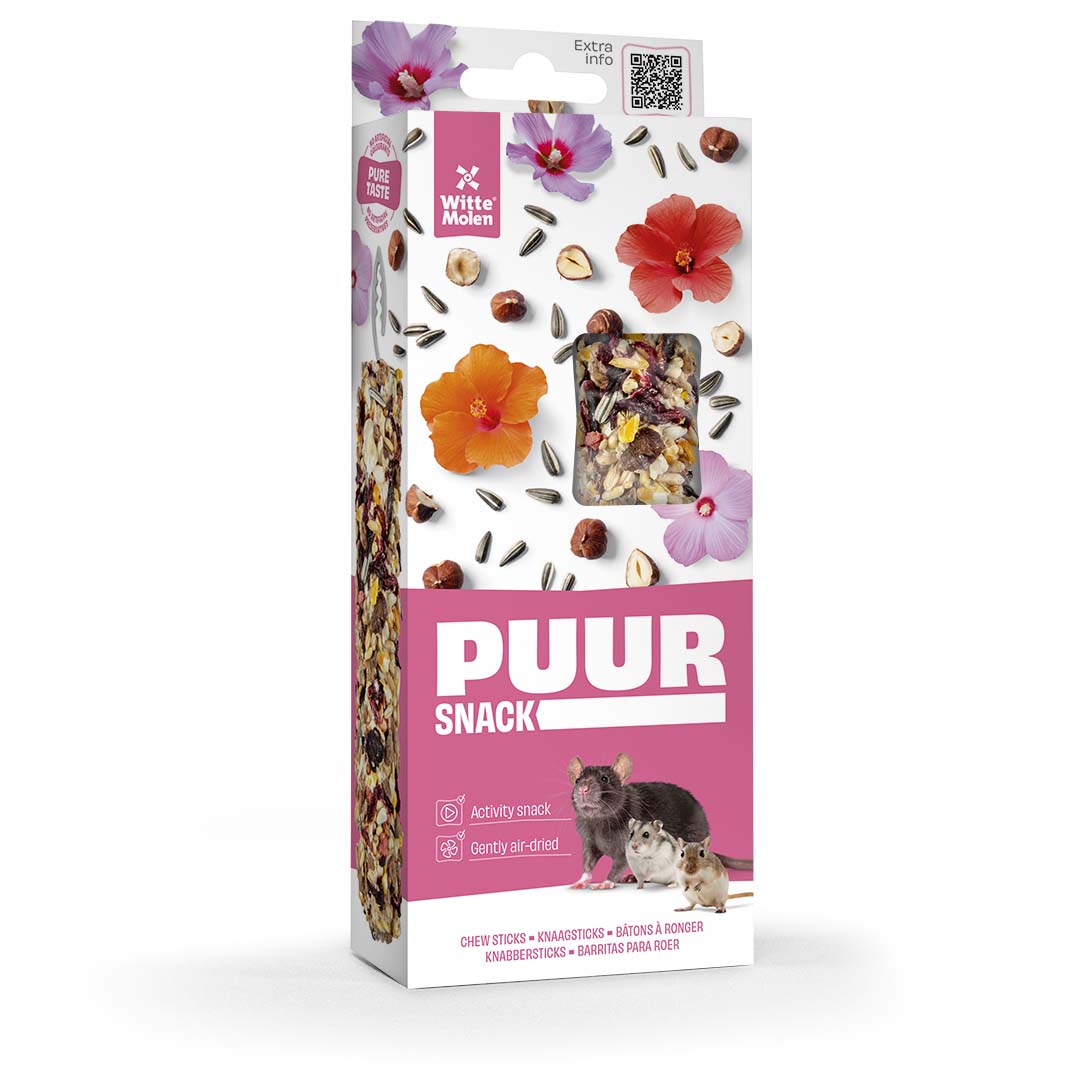PUUR Knaagsticks hazelnoot & hibiscus - Product shot