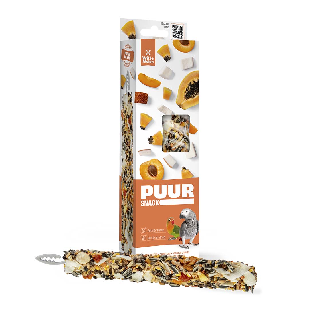 PUUR Sticks lovebird papaja & abrikoos - Verpakkingsbeeld